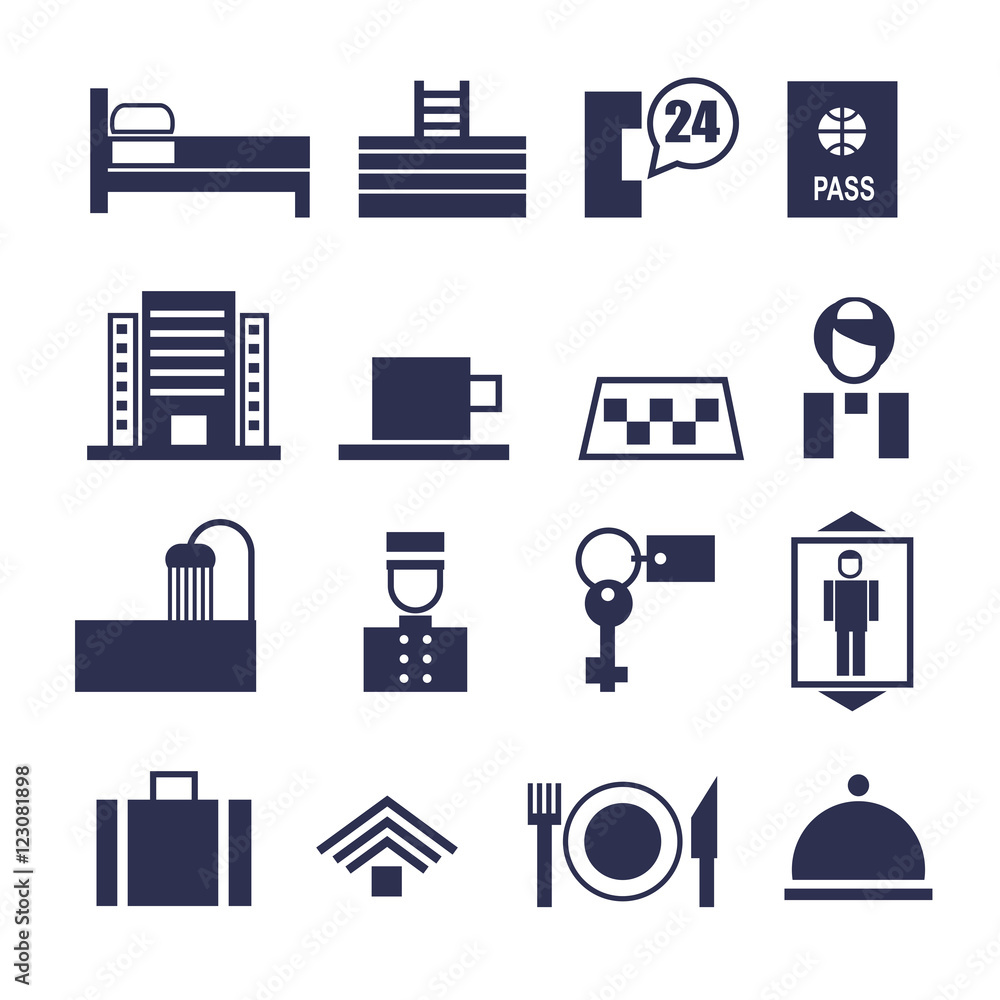 set of geometric vector icons for hotel service set of geometric vector icons for hotel service