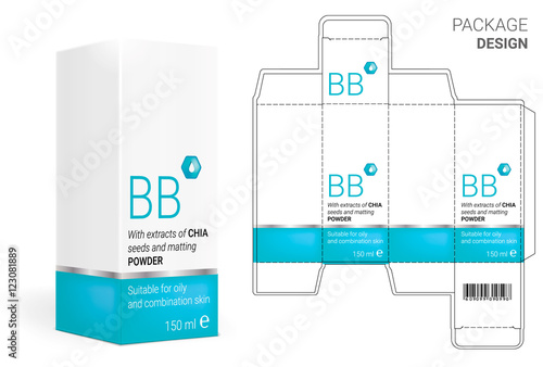 Packaging Design Cosmetics, cut the carton. Shampoos, creams, perfumes, balm.