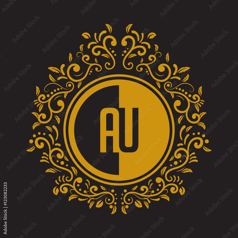 Naklejka premium INITIAL CIRCLE HALF vintage elegant luxury