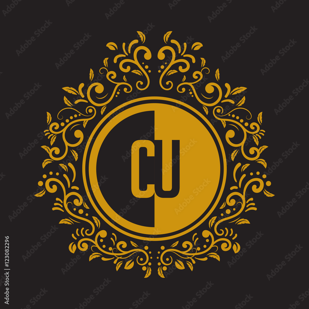 Naklejka premium INITIAL CIRCLE HALF vintage elegant luxury