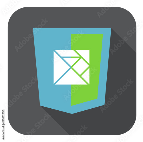 vector web development shield sign html5 javascript lines symbol icon on grey badge with long shadow