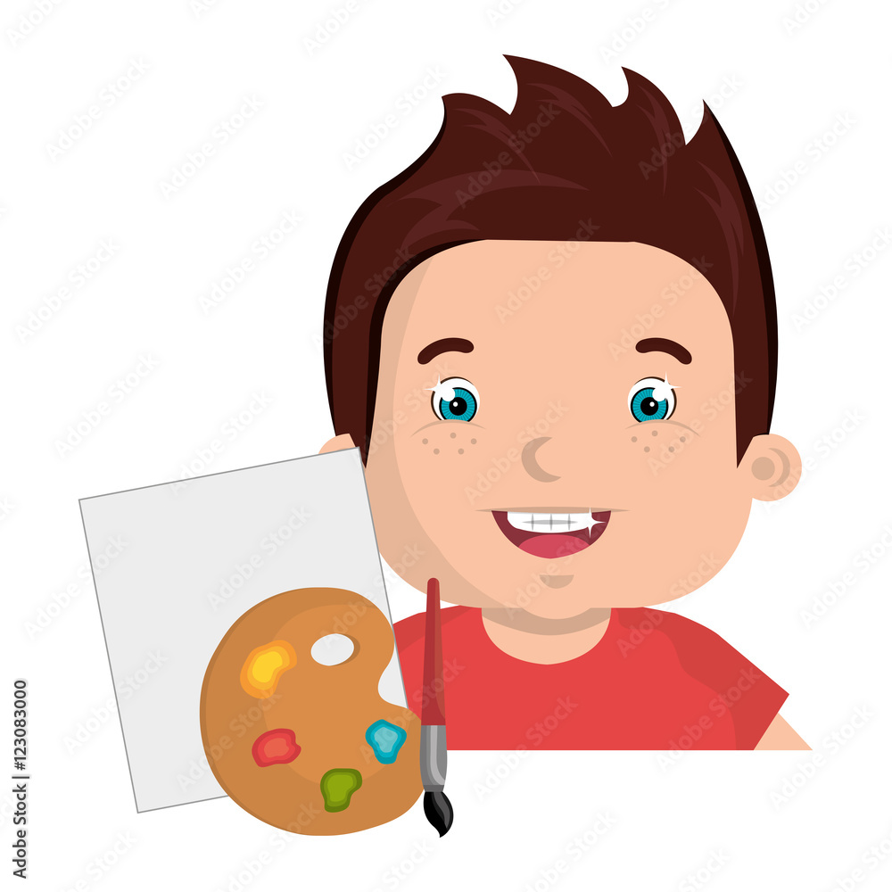 avatar boy smiling with art paint palette and canvas icon. colorful design. vector illustration avatar boy smiling with art paint palette and canvas icon. colorful design. vector illustration