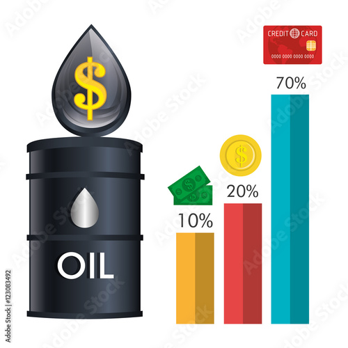 oil can and drop with financial graphic chart. petroleum price design. vector illustration