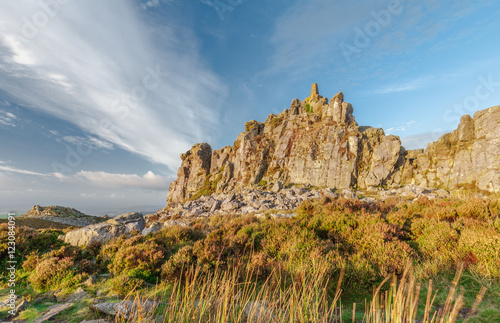 Scenic Rocks in Warm Autumnal Sunrise Light