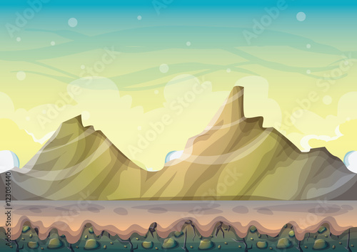 cartoon vector nature landscape background with separated layers for game art and animation game design asset in 2d graphic