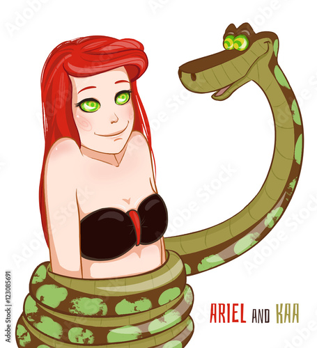 Beautiful Ariel hypnotized by snake Kaa photo