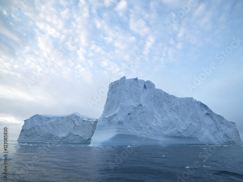 beautiful icebergs are melting on arctic ocean