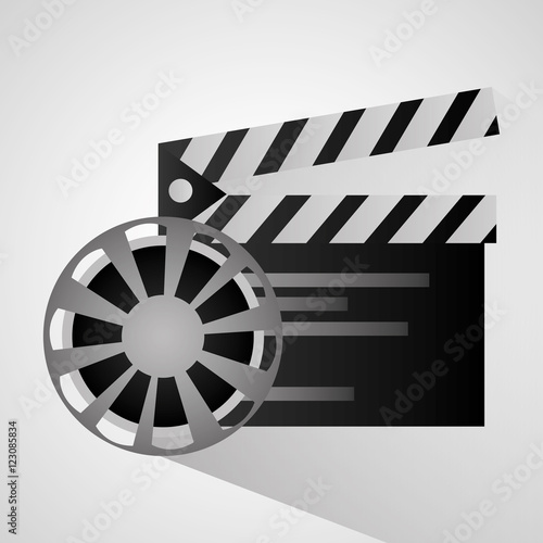 Film reel and clapboard icon. Cinema movie video and film theme. Isolated design. Vector illustration