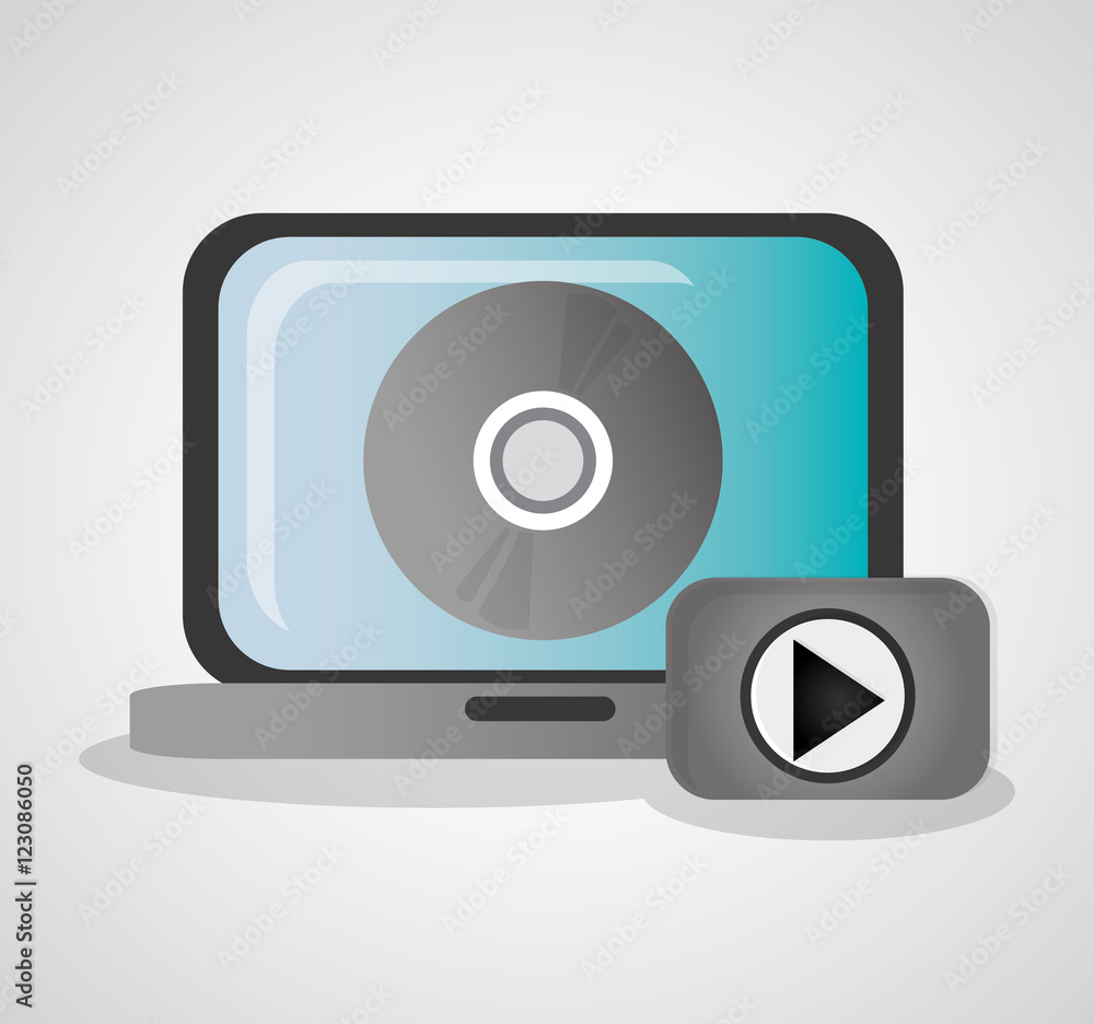 Laptop icon. Cinema movie video and film theme. Isolated design. Vector illustration Laptop icon. Cinema movie video and film theme. Isolated design. Vector illustration