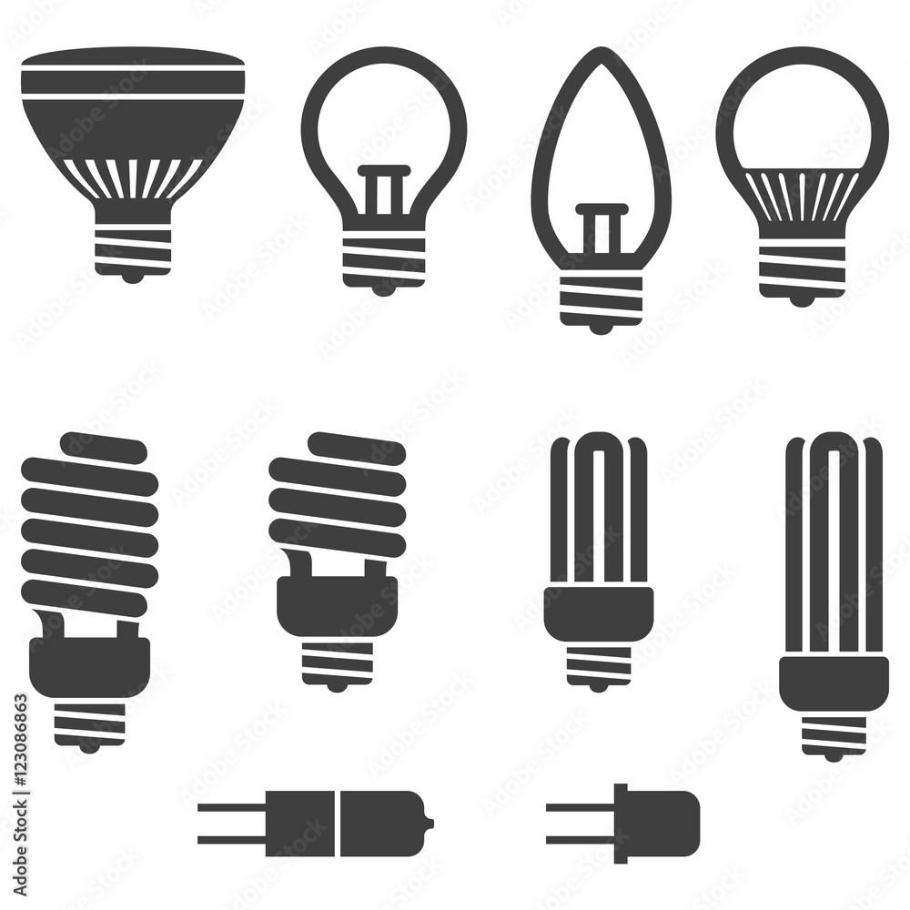 Light Bulb Lamp Electricity Icon Symbol Set Light Bulb Lamp Electricity Icon Symbol Set