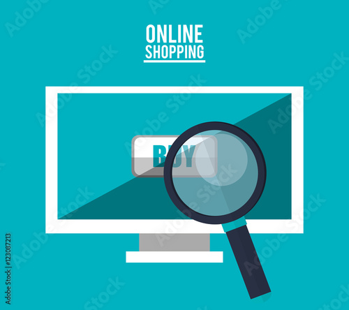 Computerand lupe icon. Shopping online ecommerce and media theme. Colorful design. Vector illustration photo