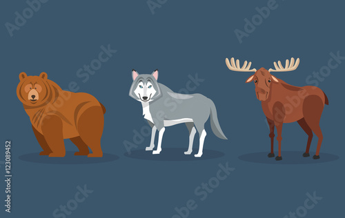 bear wolf and moose icons image vector illustration design 