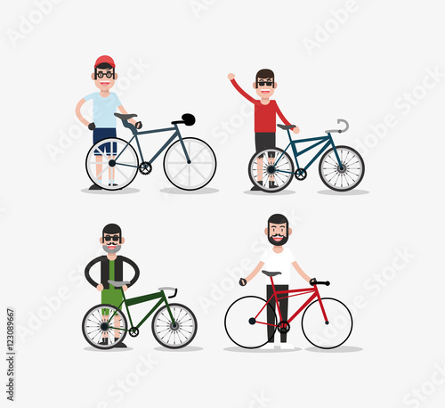 bike and cyclist icons image vector illustration 