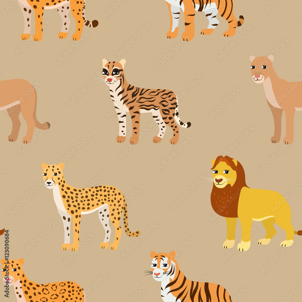 Obraz premium Seamless pattern with cartoon animals.