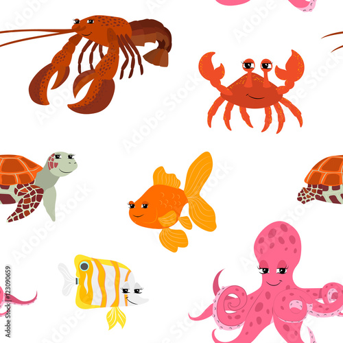 Seamless pattern with cartoon animals.