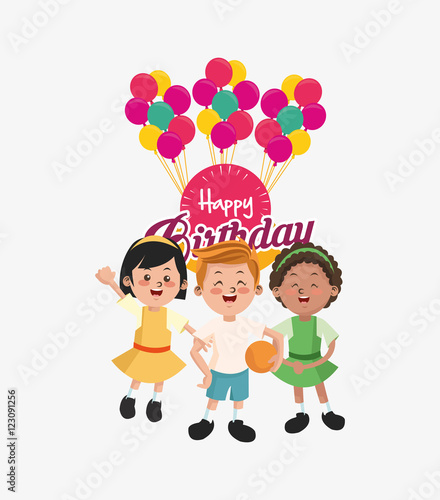 child with happy birthday related icons image vector illustration design 
