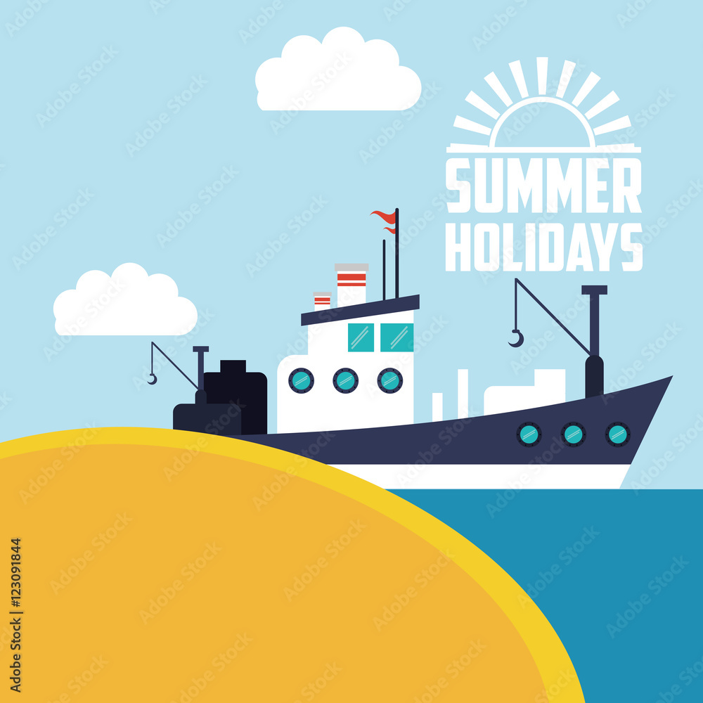 Naklejka premium boat or ship with nautical sea life related icons image vector illustration design 