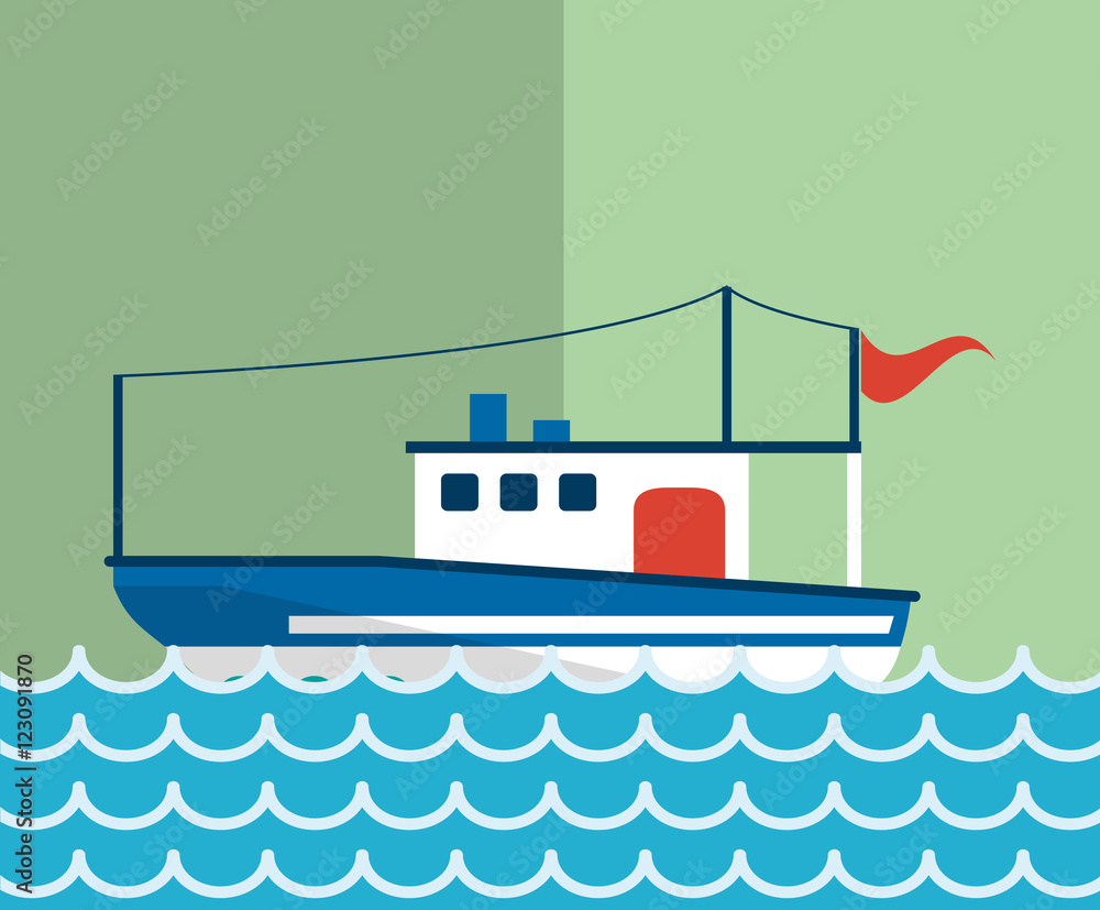 Obraz premium boat or ship with nautical sea life related icons image vector illustration design 