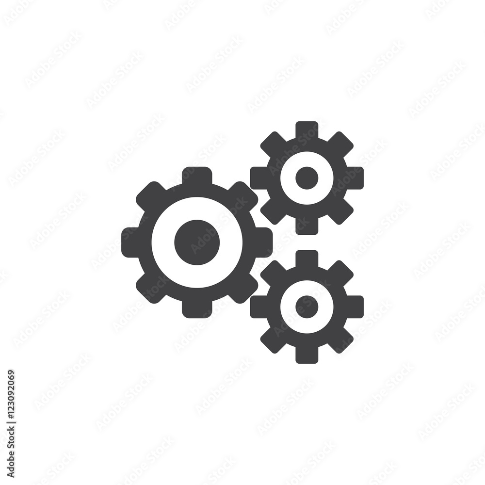 Settings icon vector, gears solid logo illustration, cog wheels pictogram isolated on white Settings icon vector, gears solid logo illustration, cog wheels pictogram isolated on white