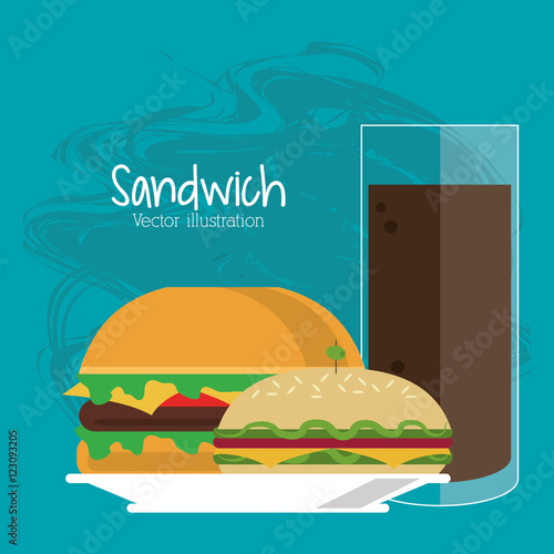 sandwich soda drink lunch snack icon. food and menu design. Colorfull and flat illustration