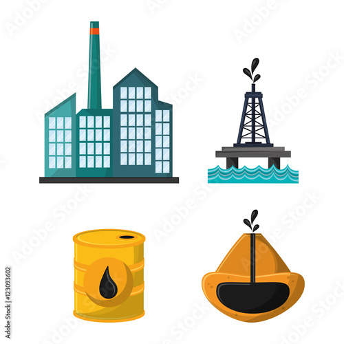 truck oil pump tower oil industry production petroleum icon, vector illustration