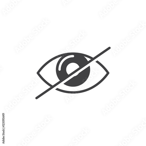 Fotografie Hide icon vector, strikeout eye solid logo illustration, pictogram isolated on w
