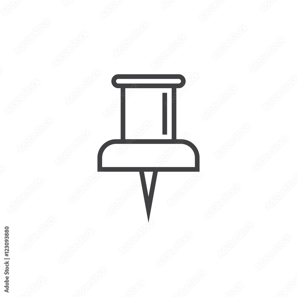 Pin line icon, pushpin outline vector logo illustration, linear pictogram isolated on white Pin line icon, pushpin outline vector logo illustration, linear pictogram isolated on white
