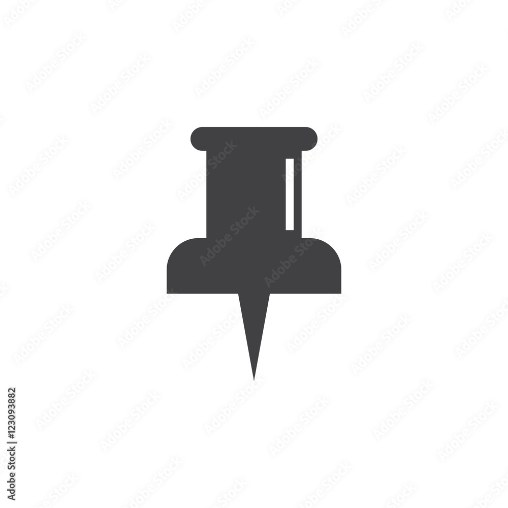 Pin icon vector, pushpin solid logo illustration, pictogram isolated on white Pin icon vector, pushpin solid logo illustration, pictogram isolated on white