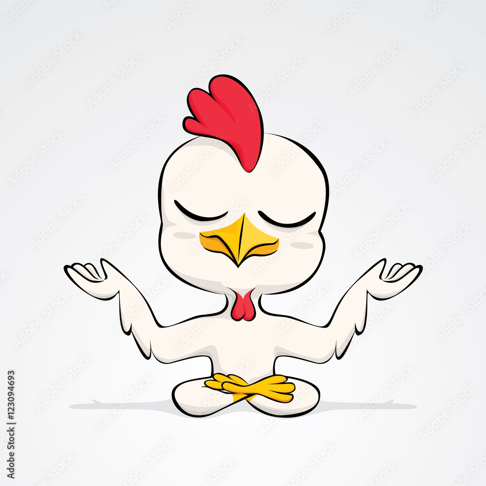 Cartoon chicken in yoga poses. Vector illustration of funny chicken cartoon  character isolated on white background. Stock Vector | Adobe Stock