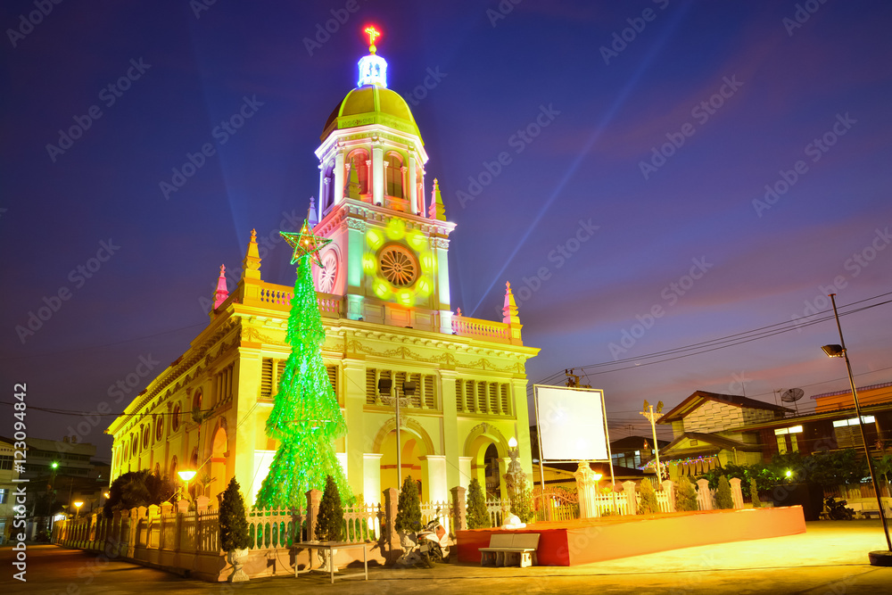 SantaCruz Christ Church with Christmas Tree in the Christmas Per