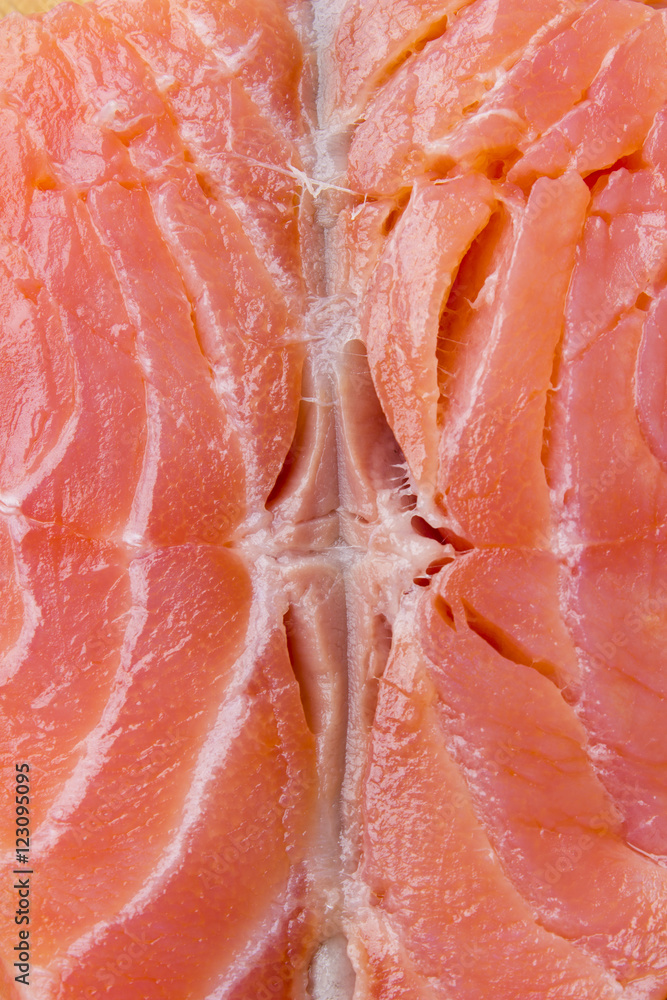 the texture of the ​​salmon fillet