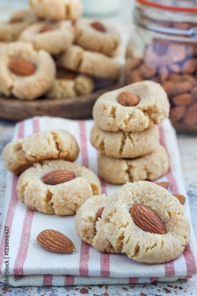 Healthy homemade almond cookies without butter and flour , vertical