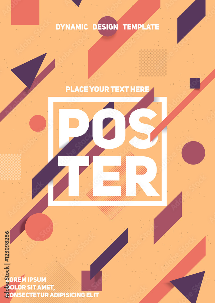 Material design poster. Dynamic background. Eps10 Vector template.