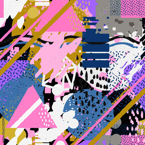 Fashion hipster seamless pattern. Memphis