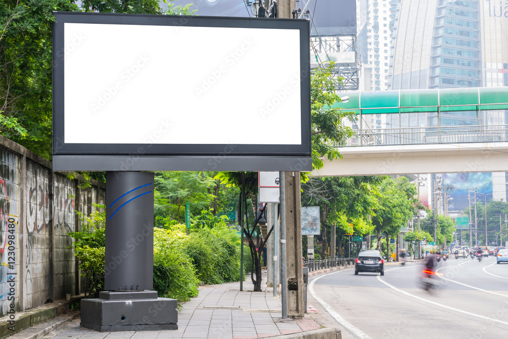 Fototapeta premium Empty roadside billboards at one avenue of thailand, Blank billb