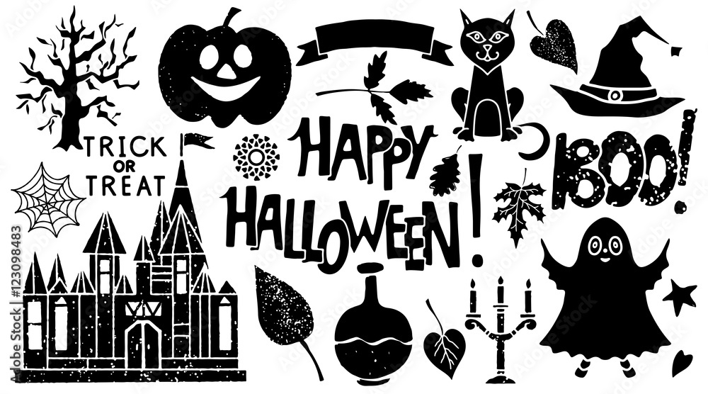 Halloween design elements set