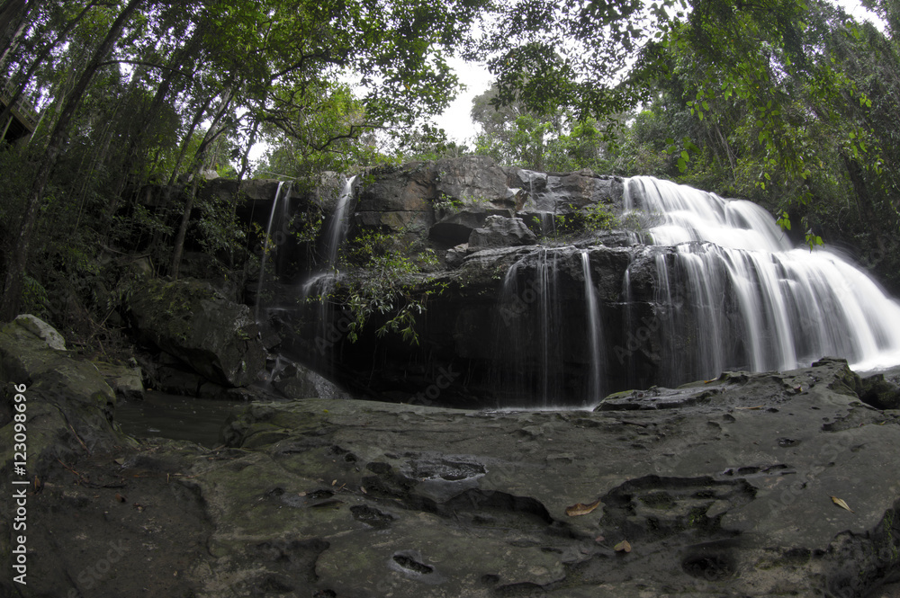 Fototapeta premium Deep forest waterfall at pang sida waterfall National Park sa kaeo Thailand