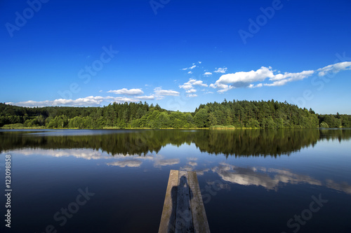 Lake with Blue Sky and Photographer Shadow