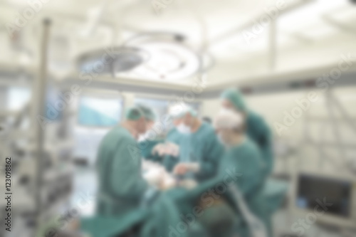 Surgical team operating on patient in theater in hospital- blurred. © ugljesaras