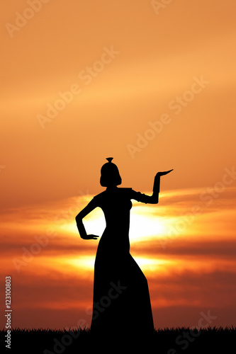 Cleopatra silhouette at sunset