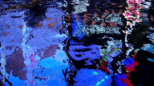 Osaka - Famous Glico running man billboard reflecting in water at night. 4K resolution. Dotonbori. July 2016