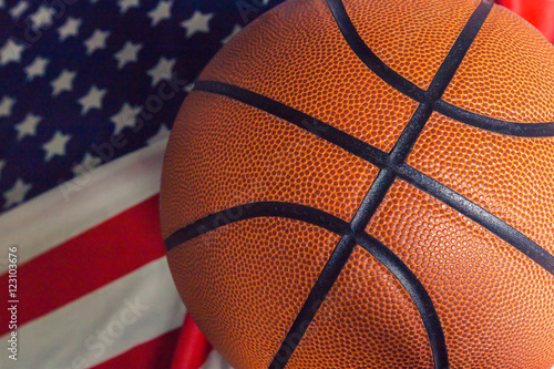 basketball on American flag © fotofabrika