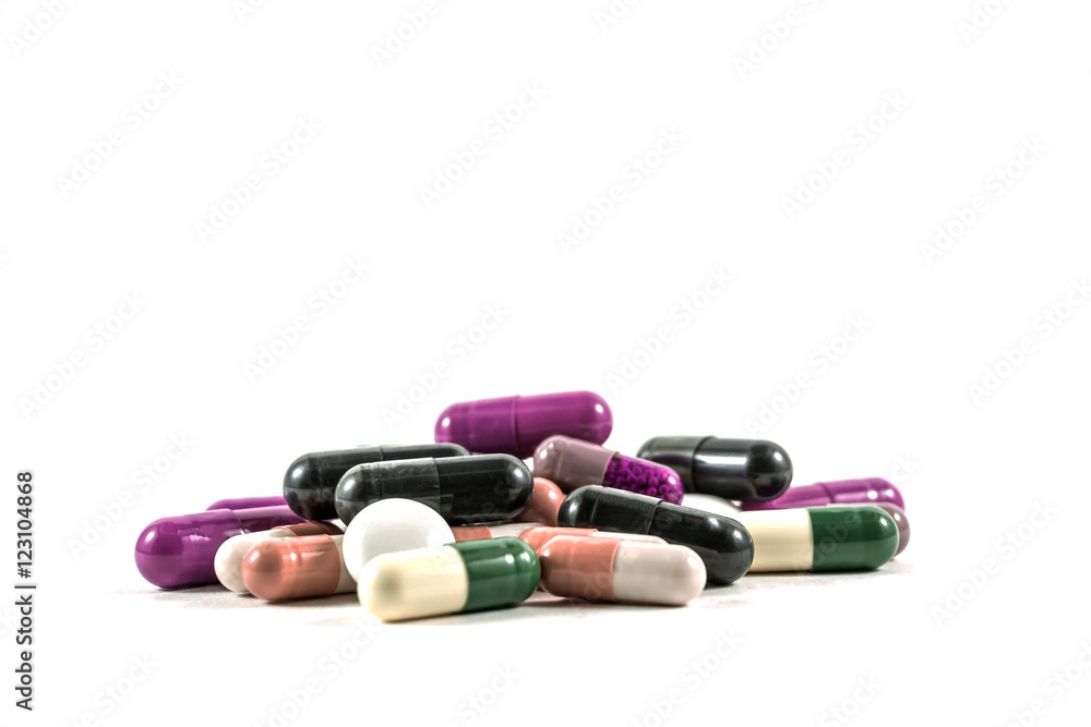 Heap of medicine pills isolated on white background. Heap of medicine pills isolated on white background.
