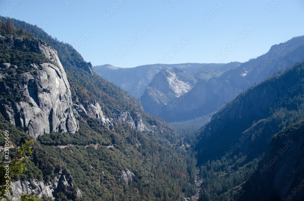 Deep valley running through Yosemite