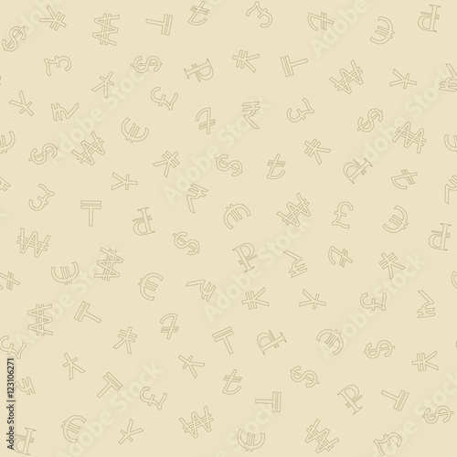 Symbols of Various Currencies Seamless Pattern