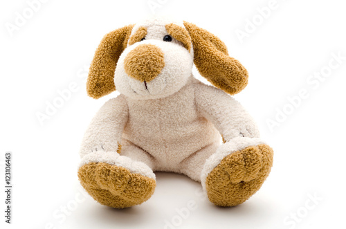Cute dog toy shot on a white background.