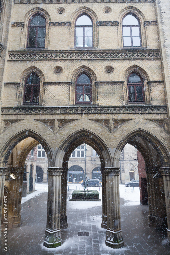 Bremen under a snow blizzard