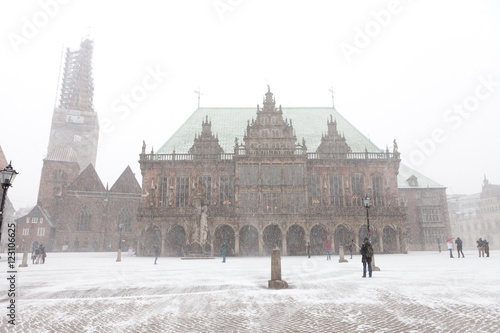 Bremen under a snow blizzard photo