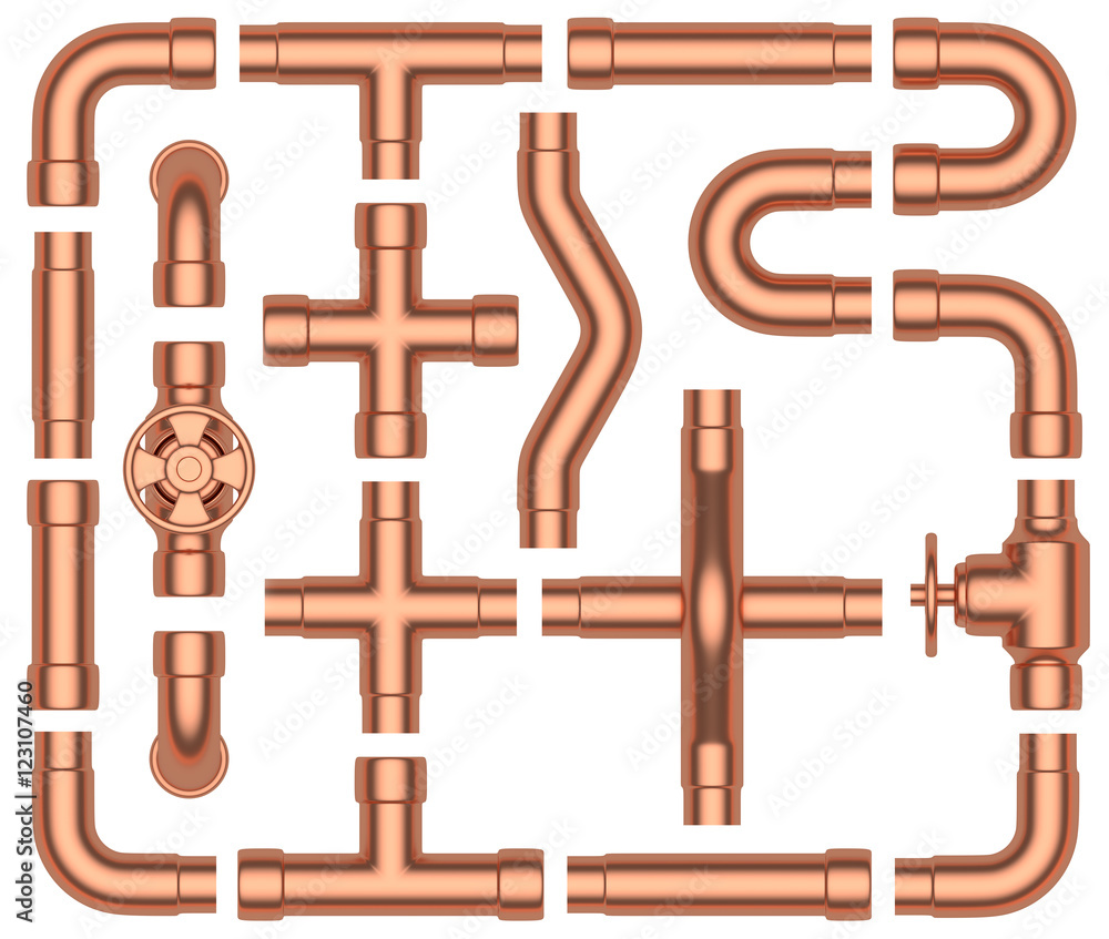 Fototapeta premium Copper pipes set