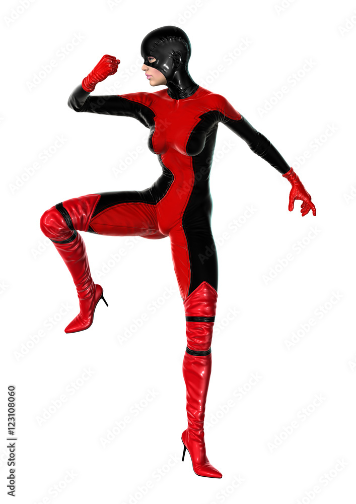3D Rendering Female Superhero on White 3D Rendering Female Superhero on White